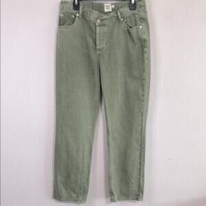 Princess Polly Women Button Fly Denim Olive Straight Jeans Size 8